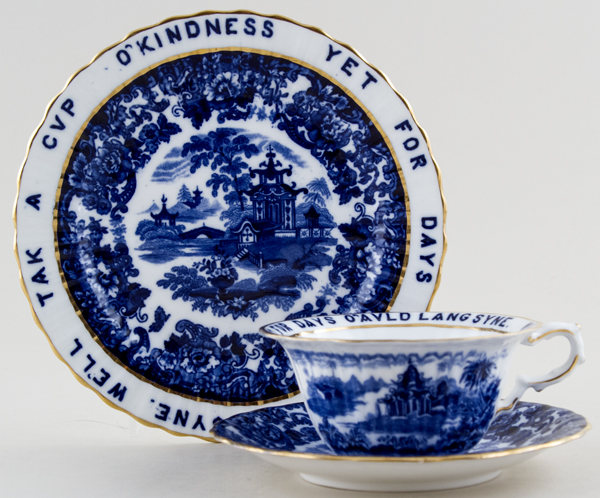 Cup, Saucer and Plate Auld Lang Syne c1910
